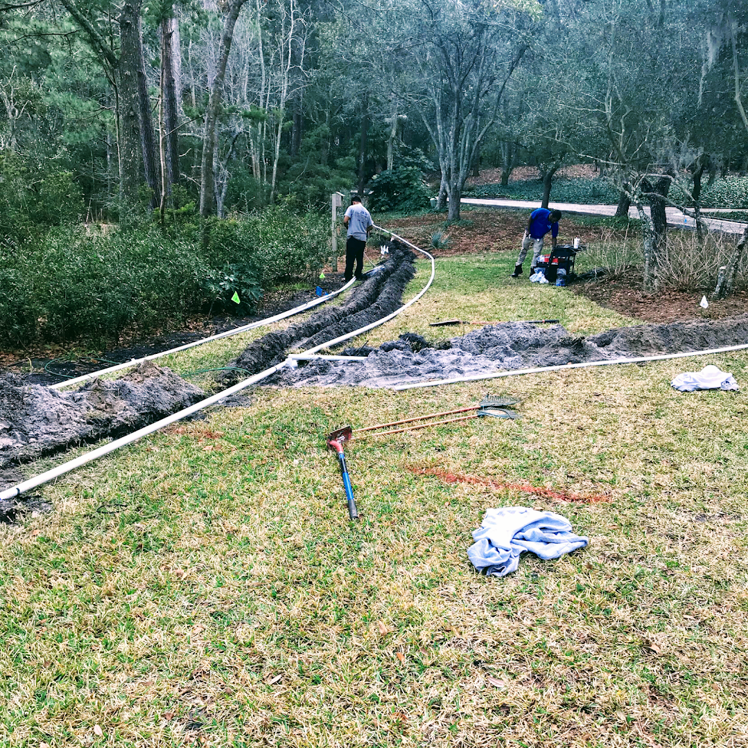 Drainage trench and piping across a property, Cape Fear coast